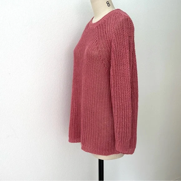 J.Crew Linen Beach Sweater NWT Dusty Rose Ribbed Oversized Relaxed-fit L - Picture 3 of 6